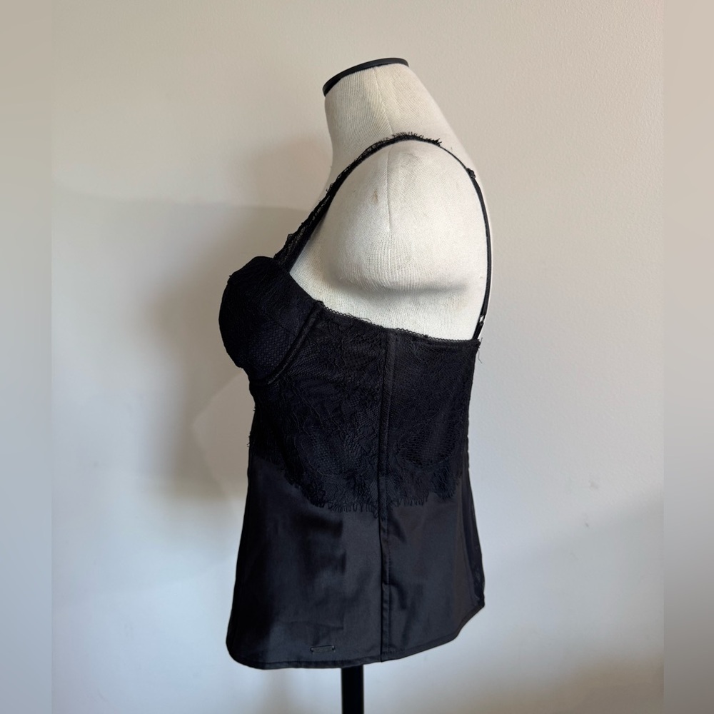 GUESS Black Lace Corset Bra Bralette Bustier Top Cami Straps Large NWOT - Picture 5 of 5